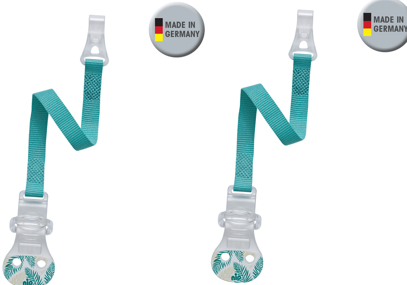 nip®  Schnullerband mit Haken Türkis Doppelpack