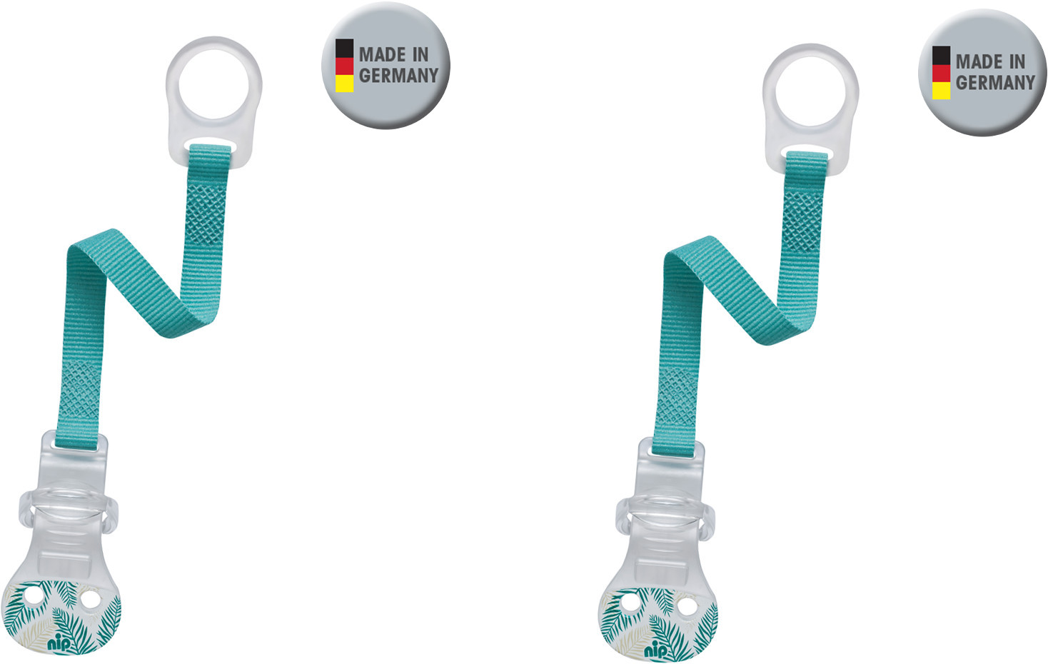 nip®  Schnullerband mit Ring Türkis Doppelpack