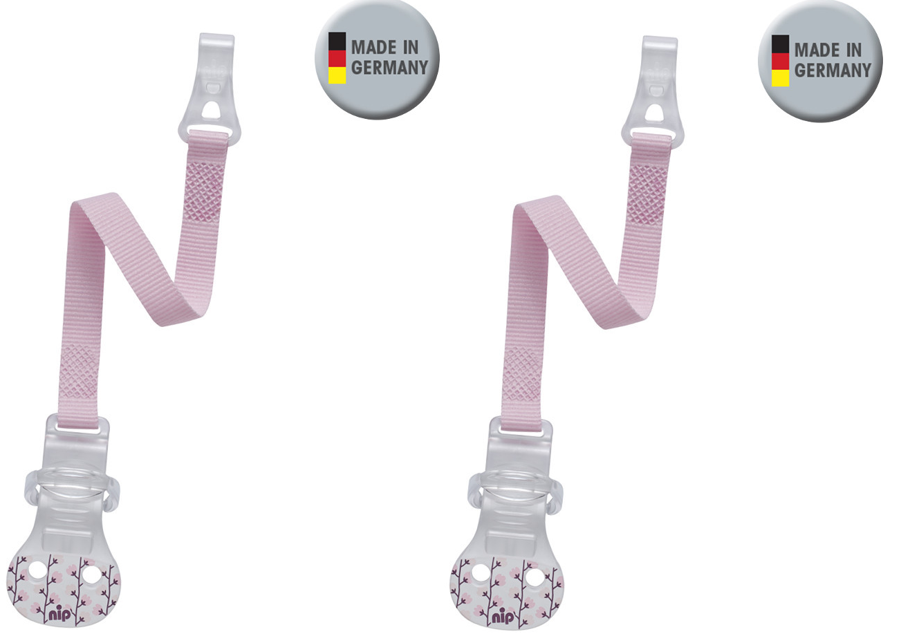 nip®  Schnullerband mit Haken Rosa Doppelpack
